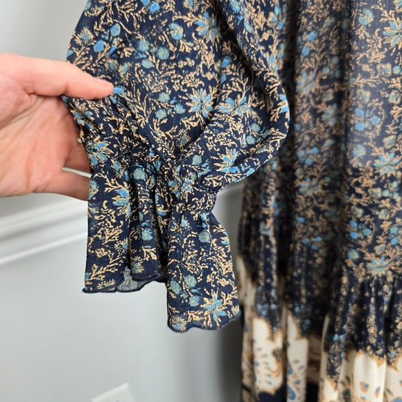 Free People Womens Coastal Vacation Feeling Groovy A-Line Floral Dress Sz M Boho - Picture 6 of 13